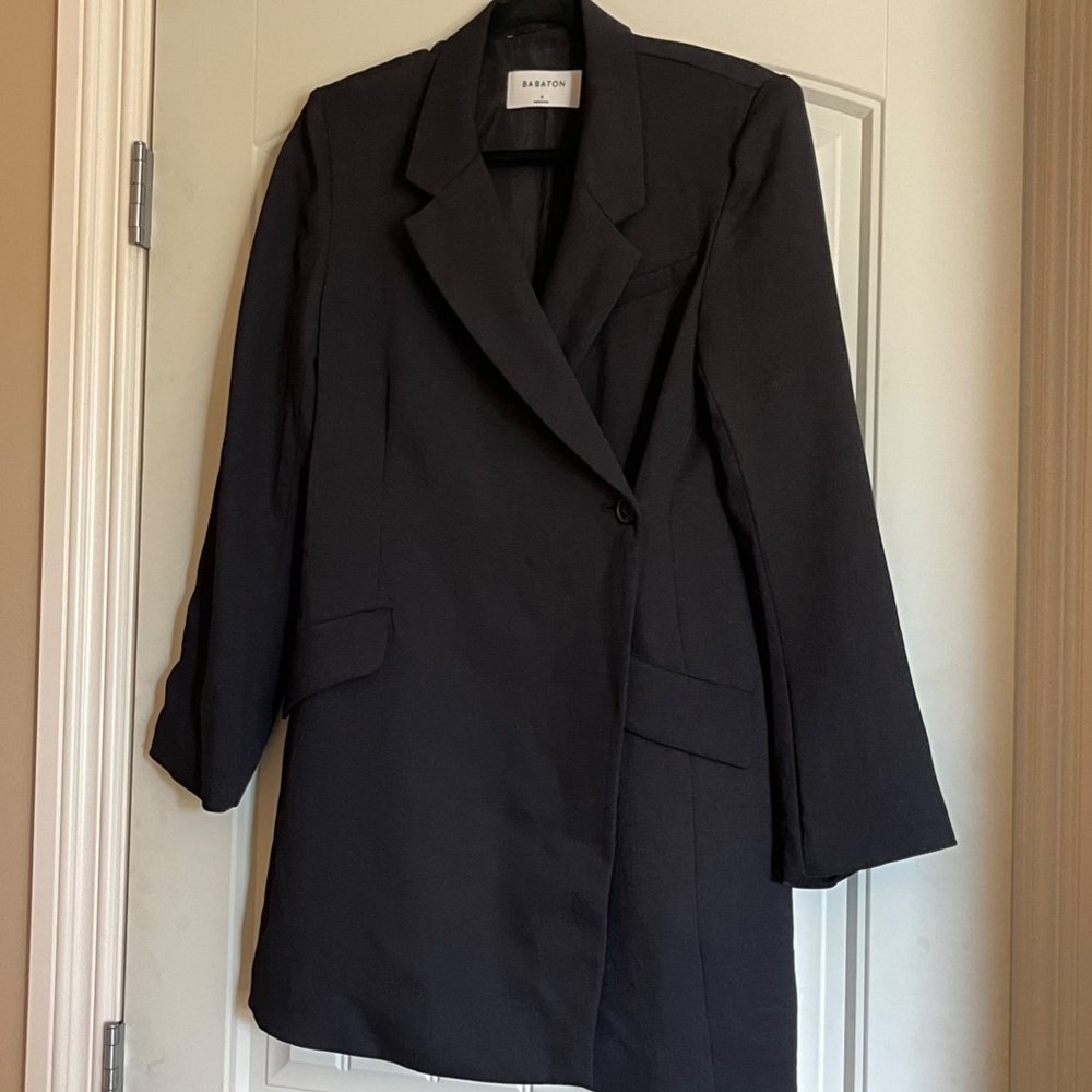 Aritzia Babaton Black Long Sleeve Double Breasted Women's Blazer Dress Sz 6